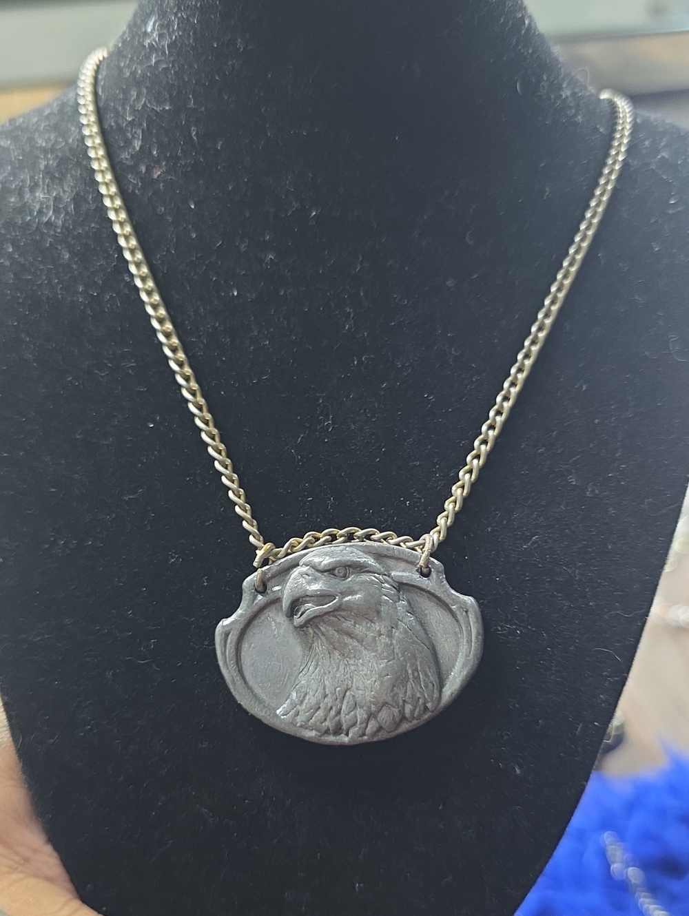 Vintage Silver-Toned Eagle Pendant Necklace by Vintage